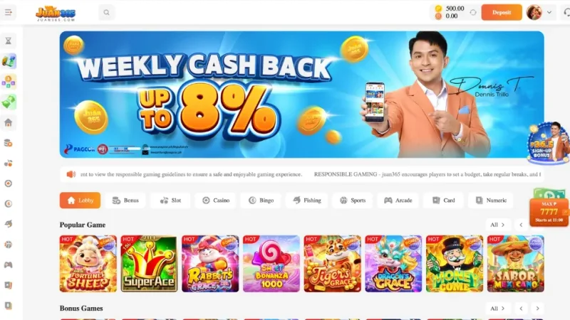 Juan365 Up to 8% Daily & Weekly Cashback