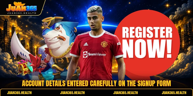 Account details entered carefully on the signup form