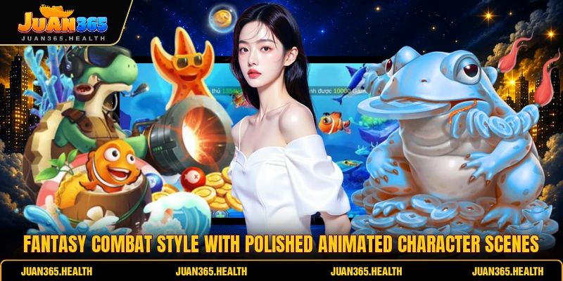 Fantasy combat style with polished animated character scenes
