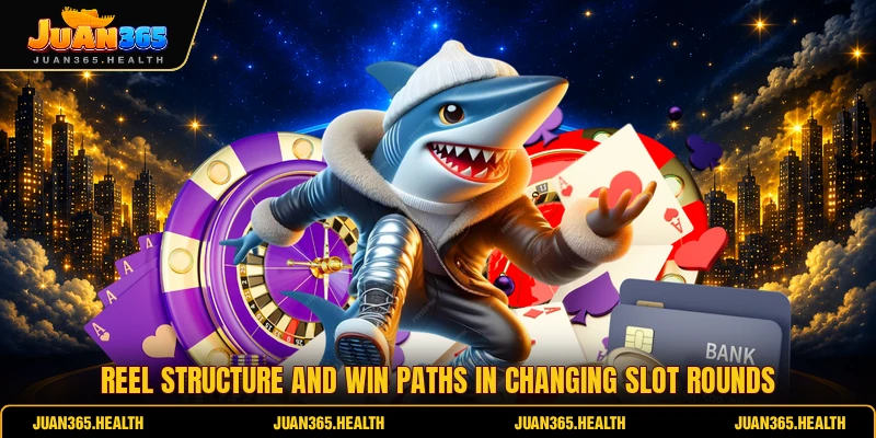 Reel structure and win paths in changing slot rounds